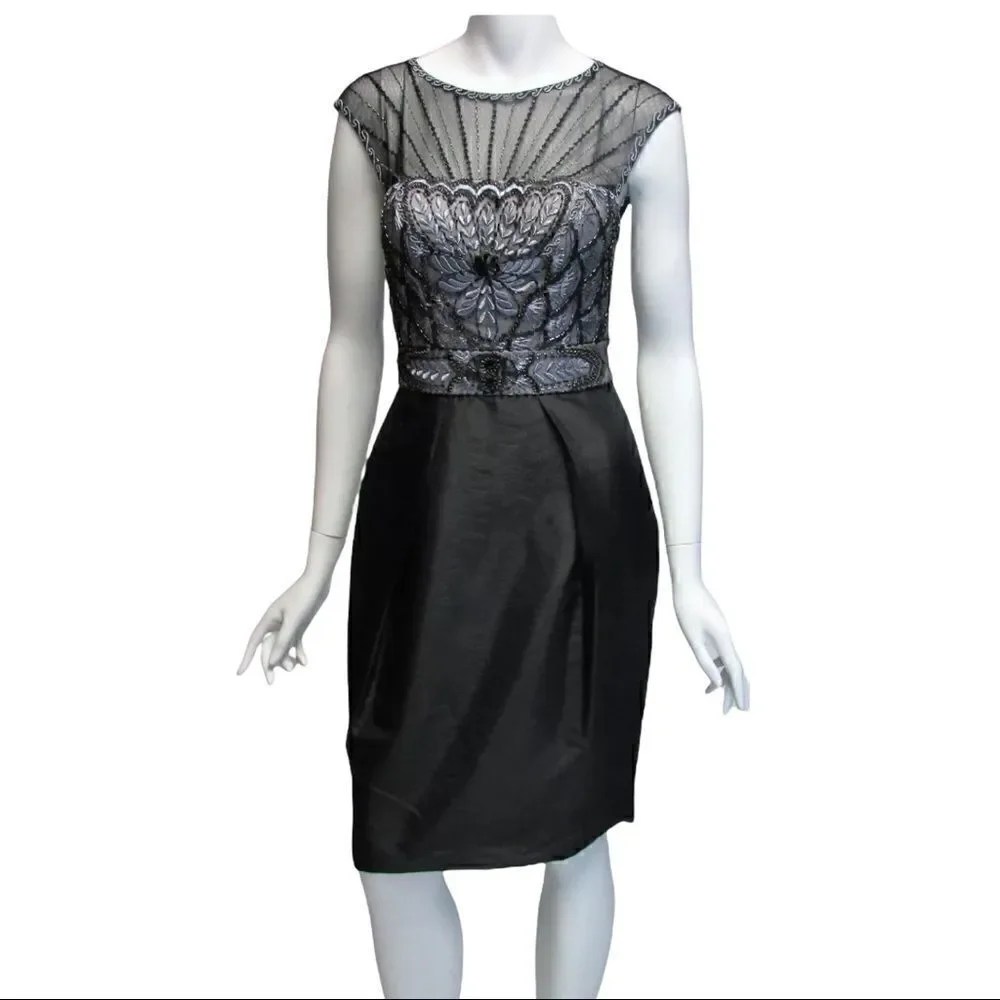 sue wong short dresses Sue Wong Black Beaded Sleeveless Short Dress‎